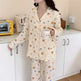 Pure Cotton Cartoon Long-sleeved Pajamas Set Letter Bear Homewear For Women - EX-STOCK Canada
