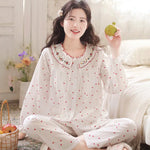 Pure Cotton Gauze Pajamas For Women Sweet And Fresh Long Sleeves With Chest Pads - EX-STOCK Canada