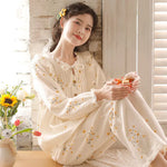 Pure Cotton Gauze Pajamas For Women Sweet And Fresh Long Sleeves With Chest Pads - EX-STOCK Canada