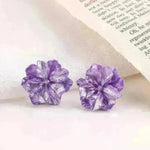 Purple Flower Internet Influencer Fairy Resin Stud Earrings For Women - EX-STOCK CANADA