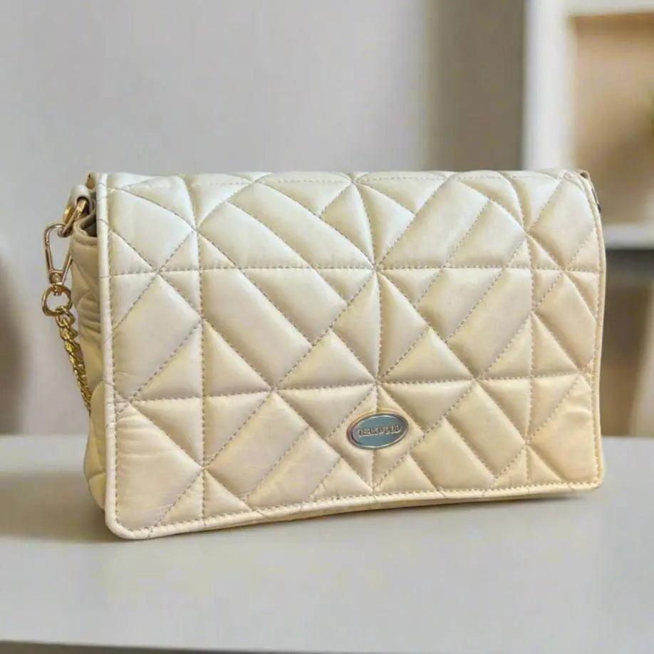 Quilted Soft Leather Crossbody Bag with Chain Strap | EX-STOCK Canada 