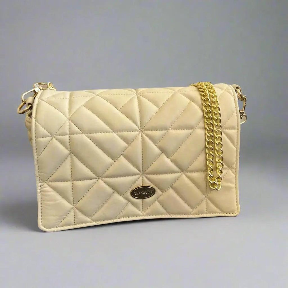 Quilted Soft Leather Crossbody Bag with Chain Strap | EX-STOCK Canada 