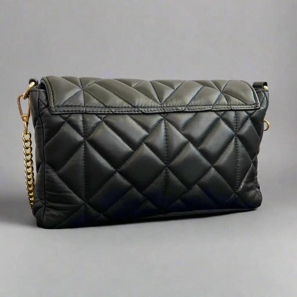 Quilted Soft Leather Crossbody Bag with Chain Strap | EX-STOCK Canada 