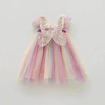Rainbow Butterfly Wings Mesh Girl Dress - EX-STOCK Canada