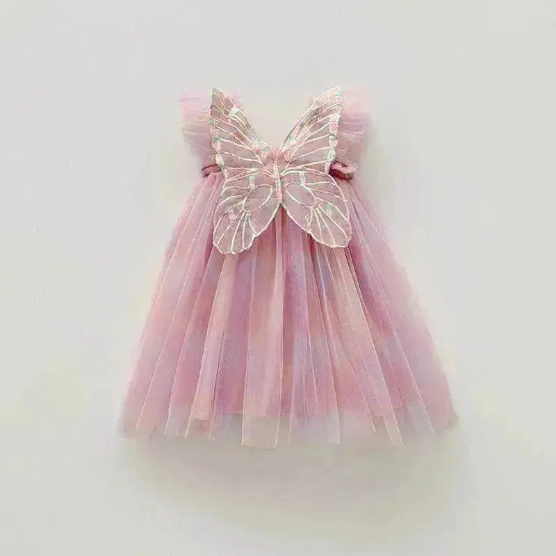 Rainbow Butterfly Wings Mesh Girl Dress - EX-STOCK Canada