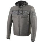 Milwaukee Leather Men's Crossover Scooter Jacket w/ Reflective Skulls & Full Sleeve Removable Hoodie EX-STOCK Canada 