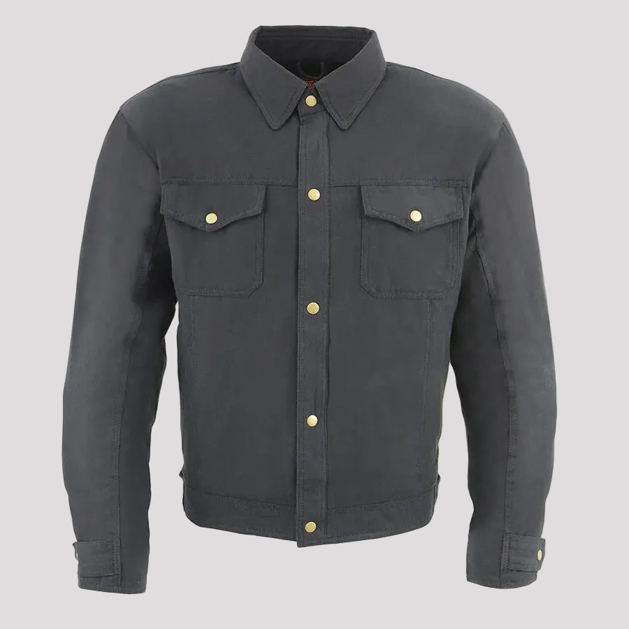 Milwaukee Leather Men's Black Armored Biker Shirt w/ Reinforced Fibers 