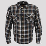 Milwaukee Leather Men's Brown Checkered Armored Flannel Biker Shirt with Reinforced Fibers 