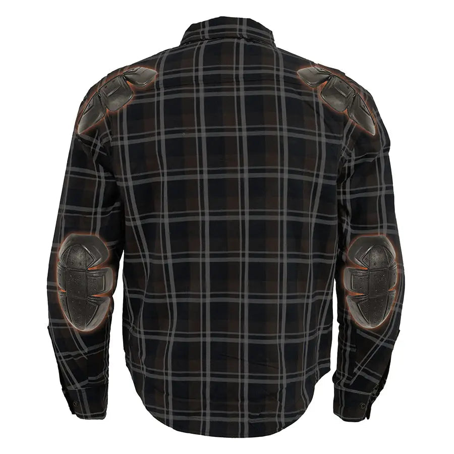 Camisa de Biker para Hombre de Franela Acolchada a Cuadros Marrón de Milwaukee Leather con Fibras ReforzadasEX-STOCK Canada 