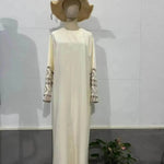 Retro-Inspired Boho Print Long Dress with Loose Puff Sleeves - EX-STOCK Canada