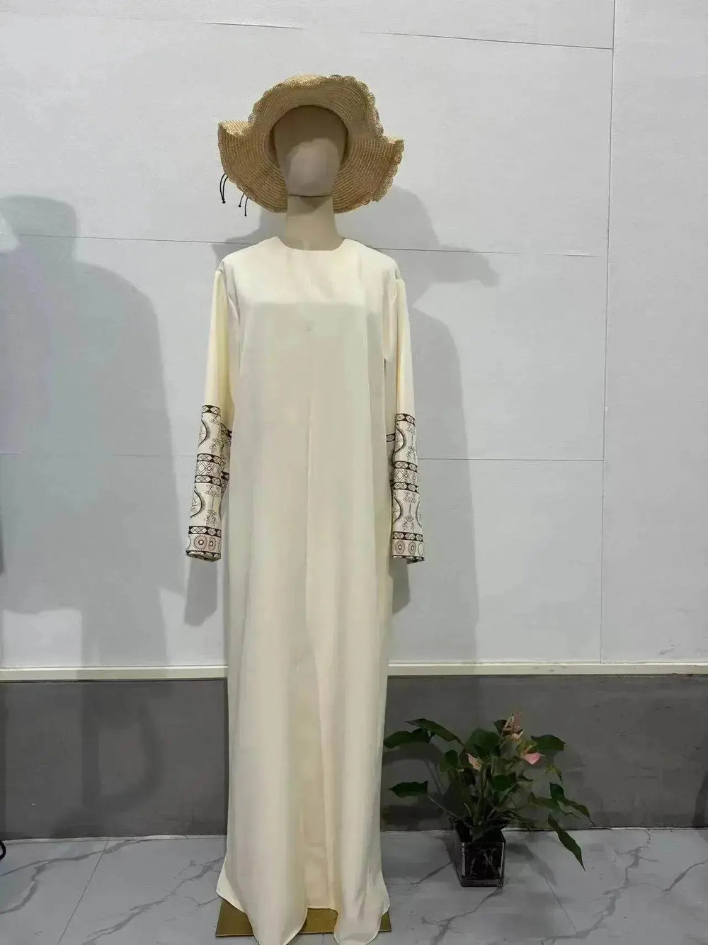 Retro-Inspired Boho Print Long Dress with Loose Puff Sleeves - EX-STOCK Canada