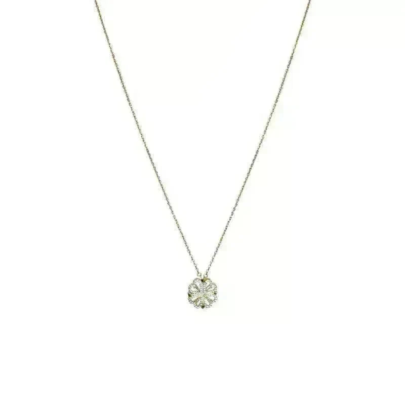 Retro Magnetic Folding Heart Shaped Four Leaf Clover Pendant Women Necklace - EX-STOCK CANADA