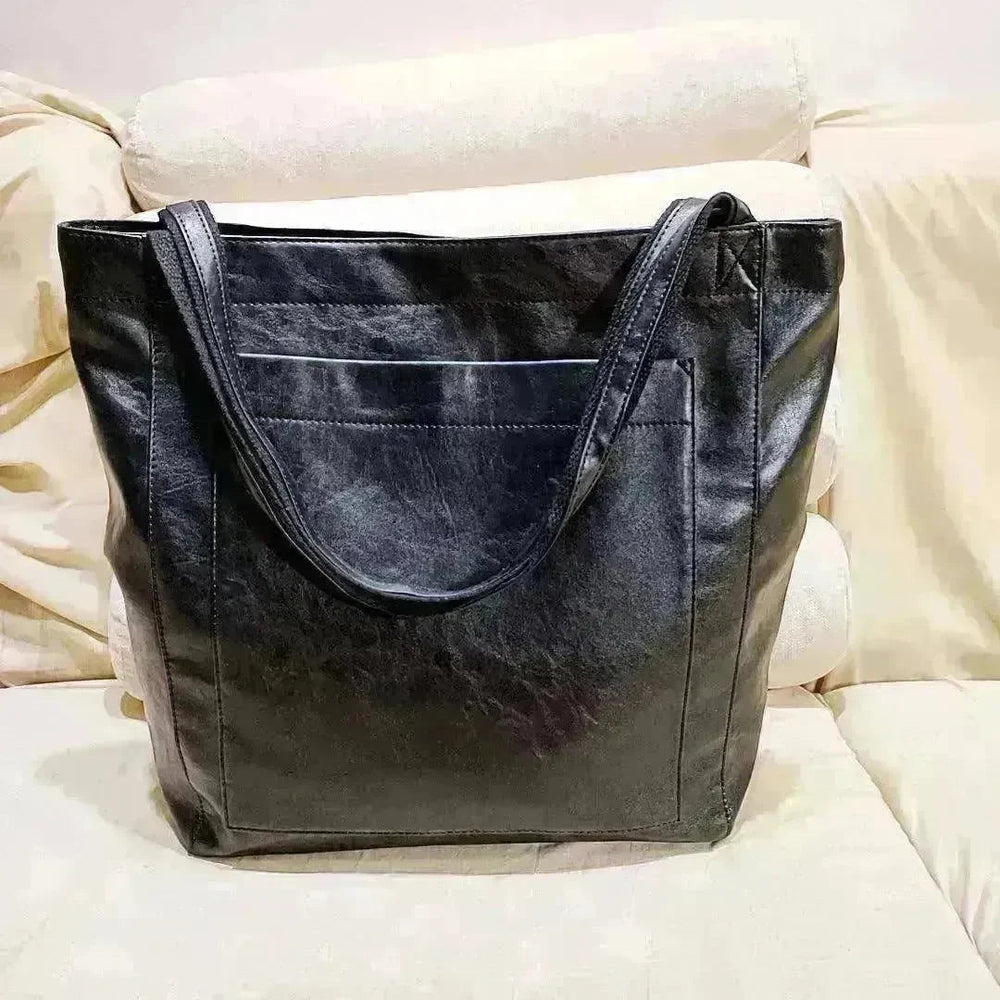 Retro Shoulder Bag Big Pocket Oil Wax Totes - EX-STOCK CANADA