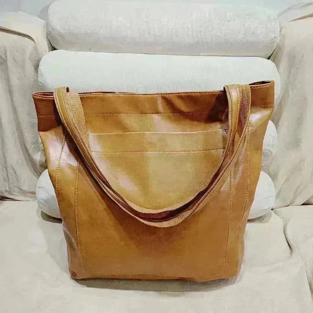 Retro Shoulder Bag Big Pocket Oil Wax Totes - EX-STOCK CANADA