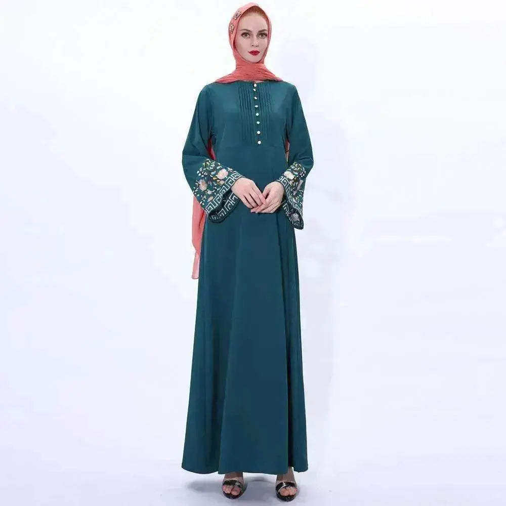 Retro slim Arab women's Embroidered Abaya dress - EX-STOCK Canada