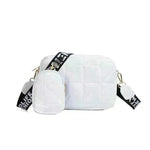 Rhombus Shoulder Bag + Wallet Set, Letter Print, Wide Strap - EX-STOCK CANADA
