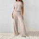 Round Neck Solid Color Fashion Knitted Top And Trousers Two-piece Set - EX-STOCK Canada