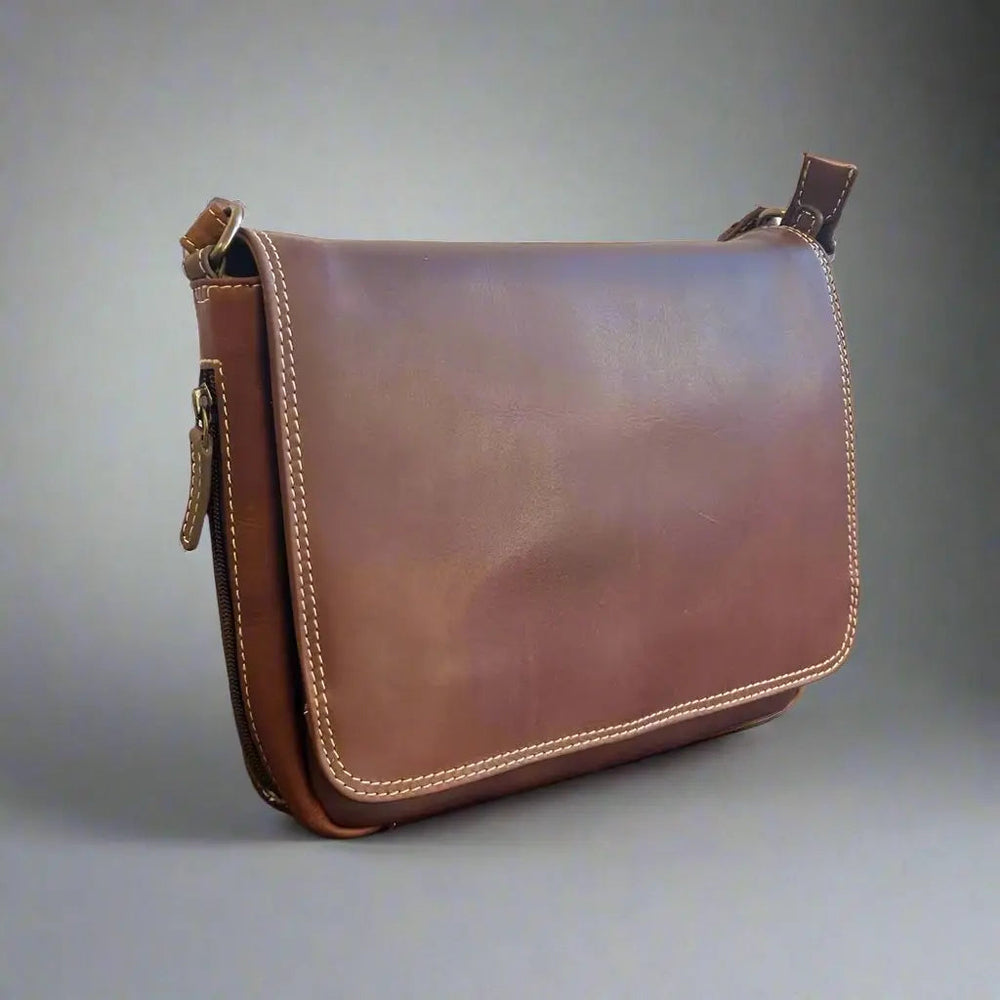 Bolso organizador de cuero de grano completo Rugged Earth estilo este-oesteEX-STOCK Canada 