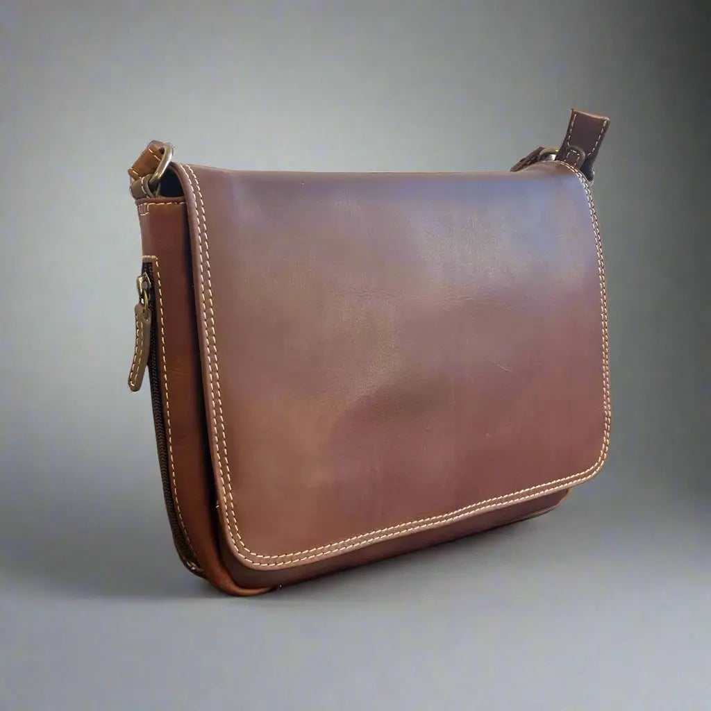 Bolso organizador de cuero de grano completo Rugged Earth estilo este-oesteEX-STOCK Canada 