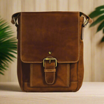 Rugged Earth Leather Bag with Front Flap and Buckle EX-STOCK Canada 