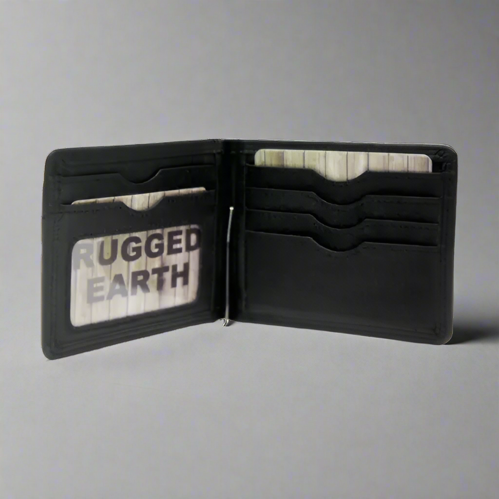 Cartera de cuero con clip para billetes para hombre Rugged EarthEX-STOCK Canada 