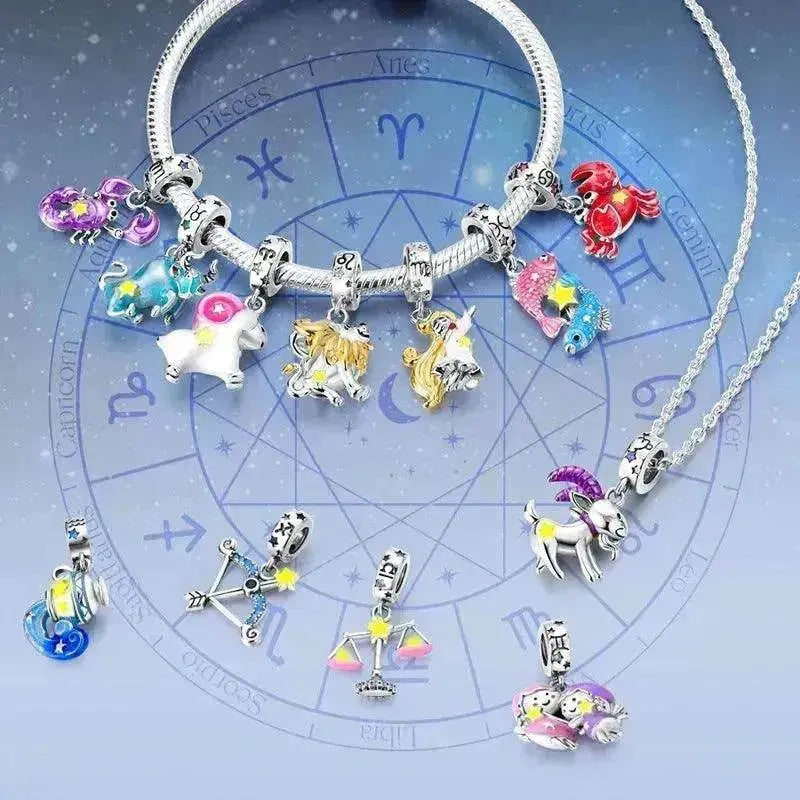 S925 Silver Colorful Luminous Twelve Constellation Pendant - EX-STOCK Canada