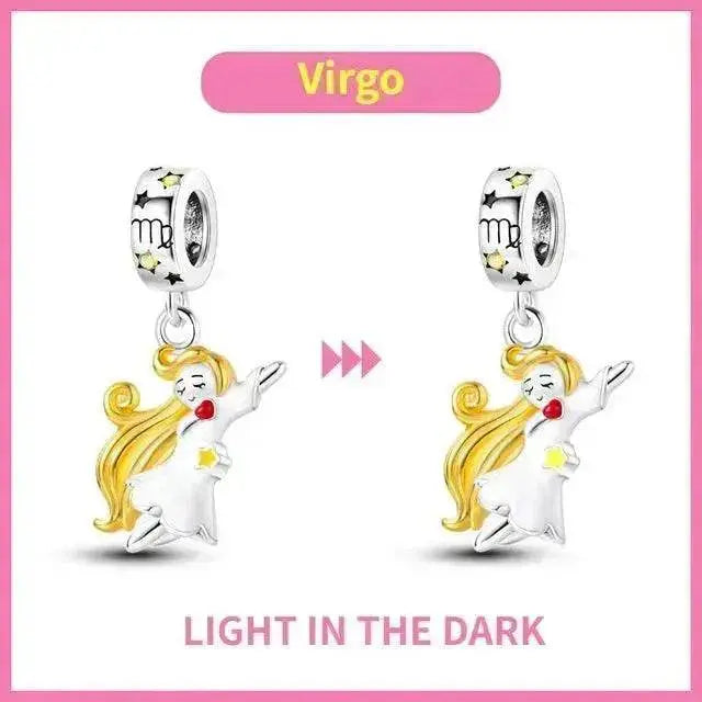 S925 Silver Colorful Luminous Twelve Constellation Pendant - EX-STOCK Canada