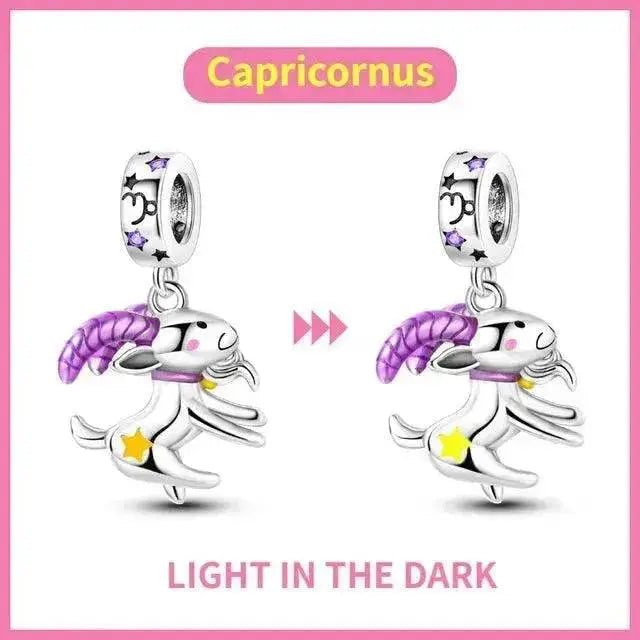 S925 Silver Colorful Luminous Twelve Constellation Pendant - EX-STOCK Canada