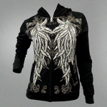 Women's Rhinestone Angel Wing Hoodie EX-STOCK Canada 