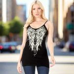 Women's Rhinestone Angel Wing Tank Top EX-STOCK Canada 