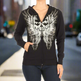 Women's Rhinestone Skull Wing Hoodie EX-STOCK Canada 