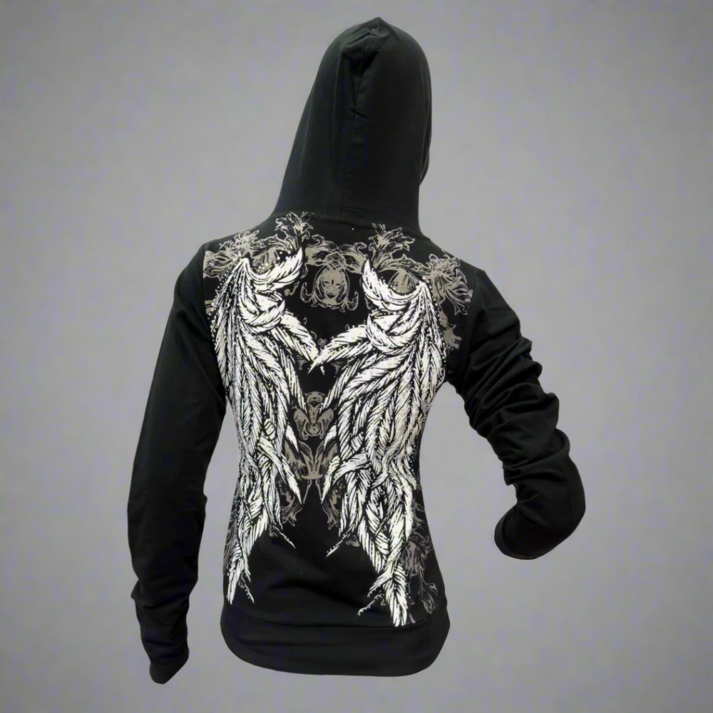 Women's Rhinestone Angel Wing Hoodie EX-STOCK Canada 