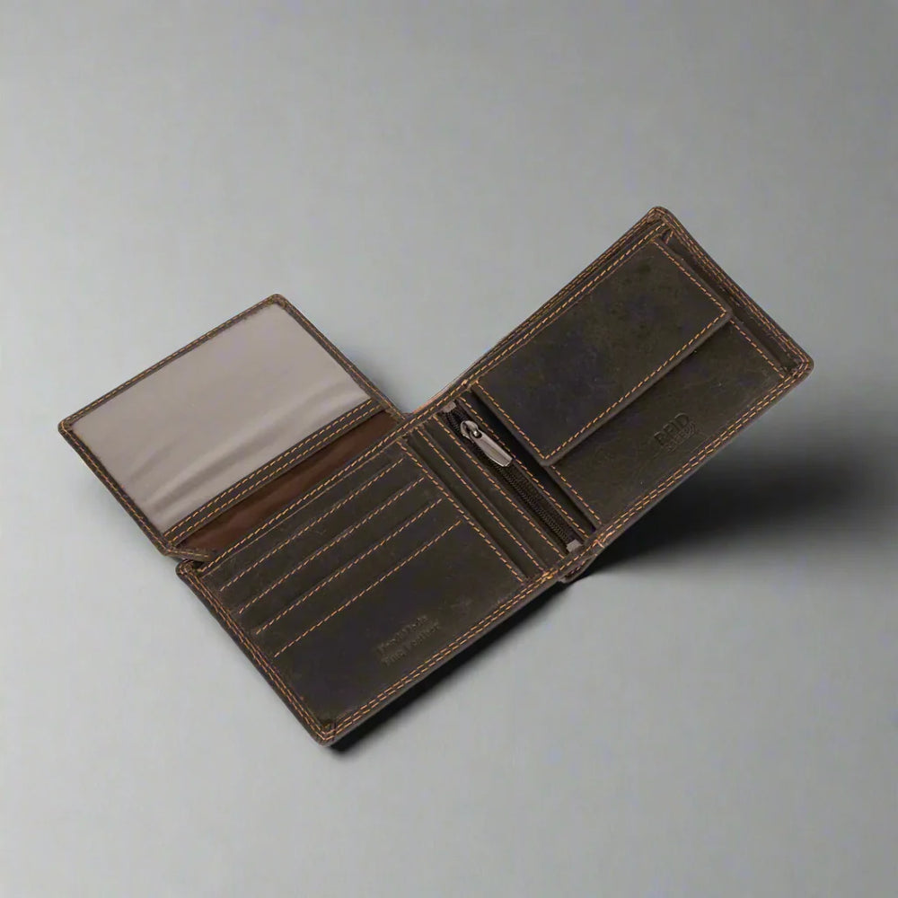 Cartera para hombre Greenwood Leather. Cuero Oil Pull-Up con bloqueo RFIDEX-STOCK Canada 