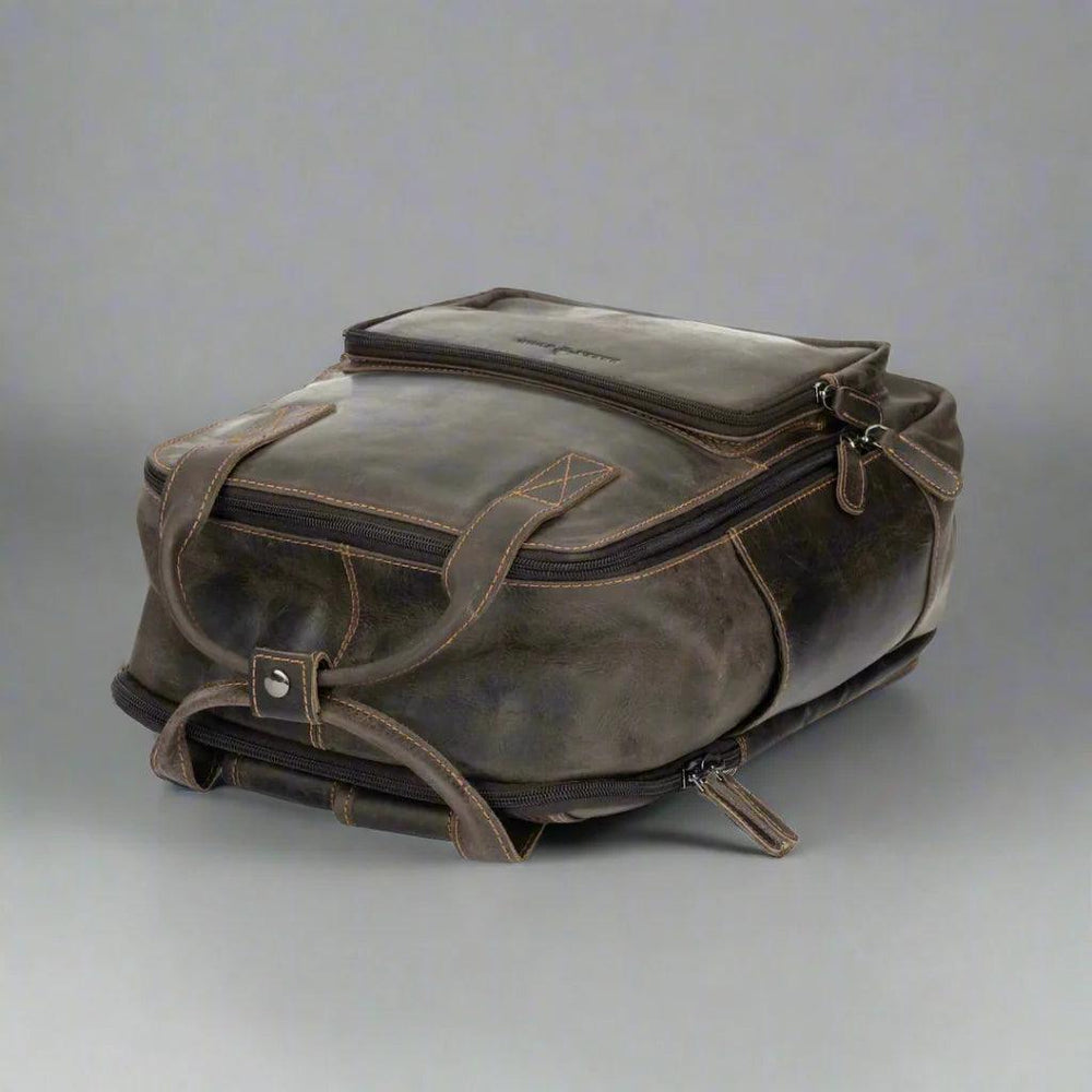 Greenwood Leather Backpack with Reinforced Laptop and Tablet Compartments 