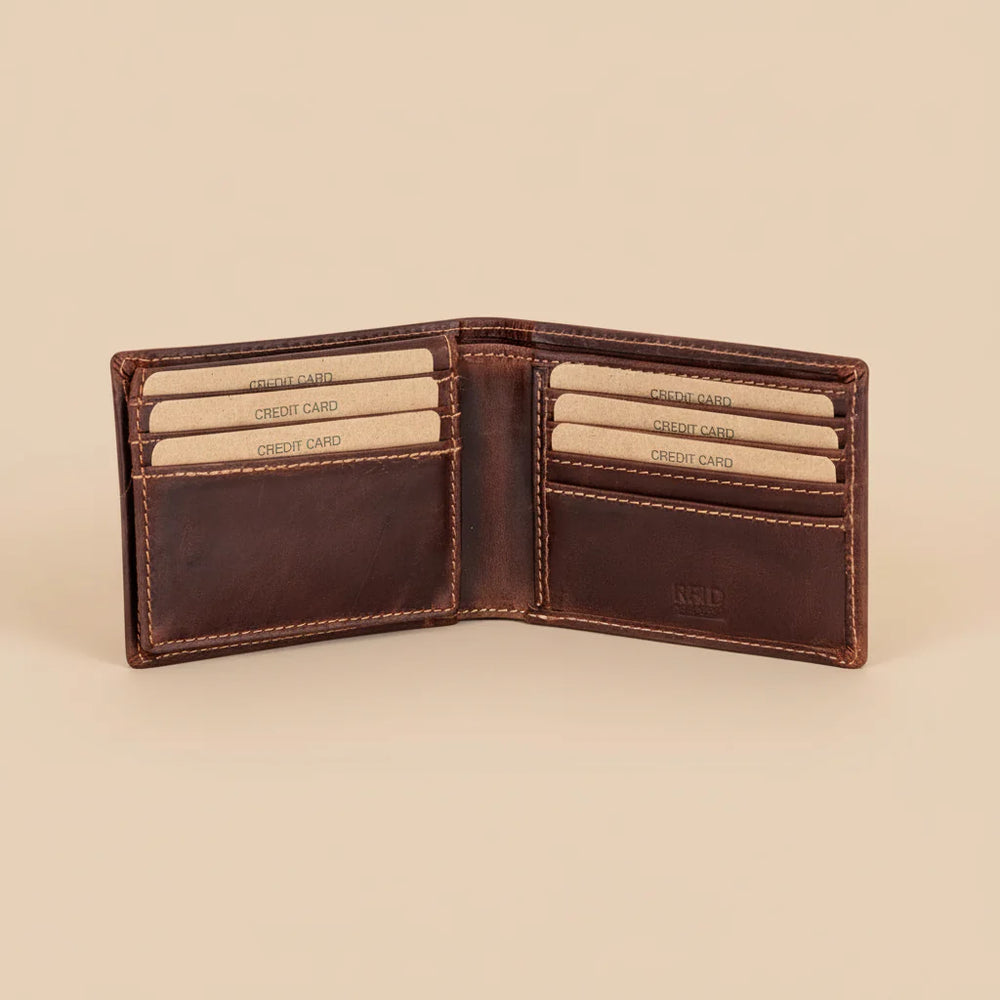 Cartera Bifold de Cuero para Hombre Greenwood. Cartera premium con protección RFID y compartimento abatibleEX-STOCK Canada 