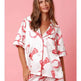Satin Printed Two-piece Suit Pajamas For Women - EX-STOCK Canada