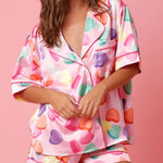 Satin Printed Two-piece Suit Pajamas For Women - EX-STOCK Canada