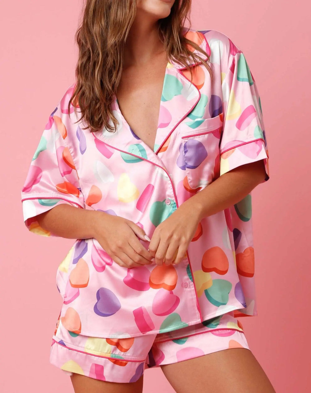 Satin Printed Two-piece Suit Pajamas For Women - EX-STOCK Canada