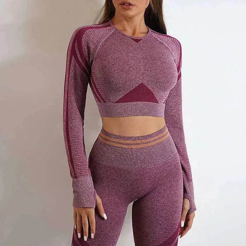 Seamless Yoga Pants Sports Gym Fitness Leggings Or Long Sleeve Tops Outfit - EX-STOCK Canada