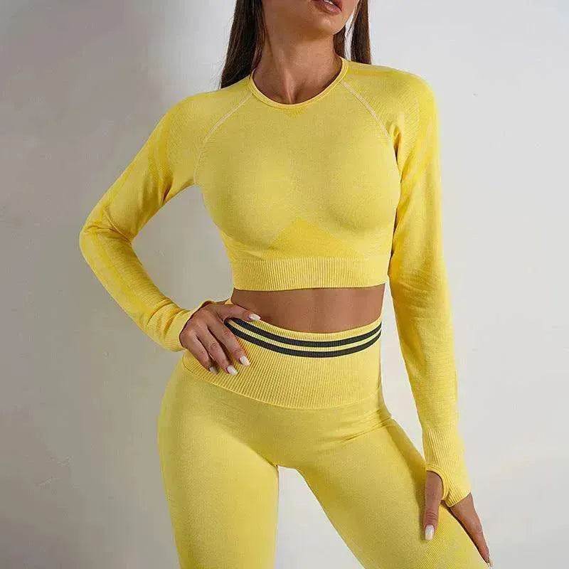 Seamless Yoga Pants Sports Gym Fitness Leggings Or Long Sleeve Tops Outfit - EX-STOCK Canada