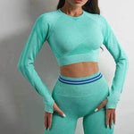 Seamless Yoga Pants Sports Gym Fitness Leggings Or Long Sleeve Tops Outfit - EX-STOCK Canada