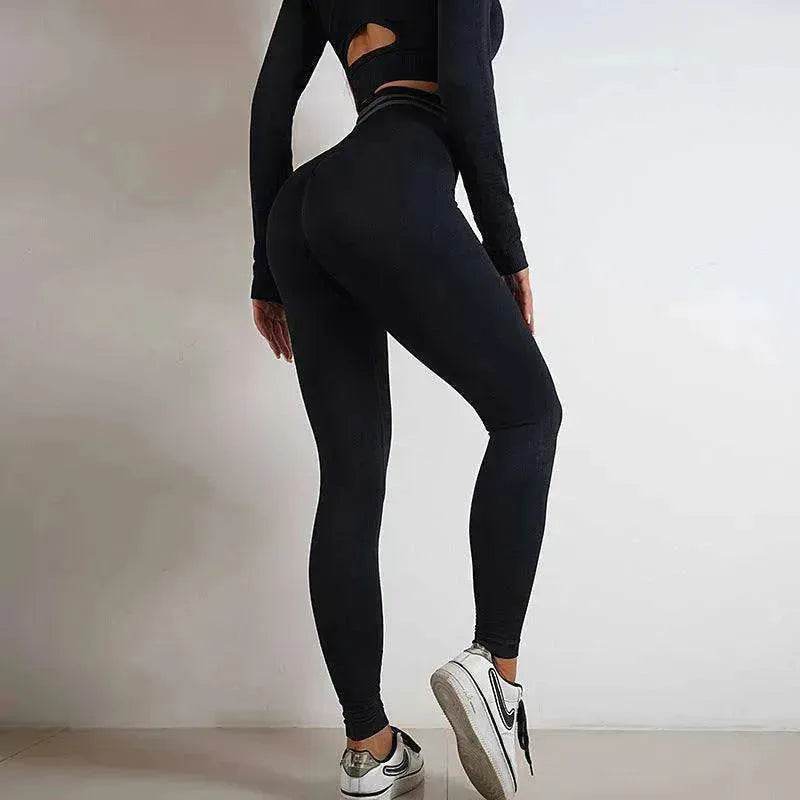 Seamless Yoga Pants Sports Gym Fitness Leggings Or Long Sleeve Tops Outfit - EX-STOCK Canada