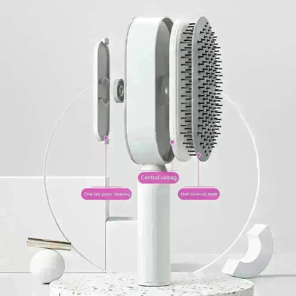 Self Cleaning Hair Brush For Women key Massage Scalp - EX-STOCK CANADA