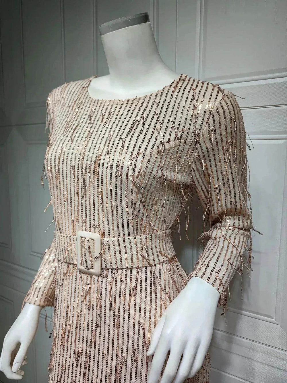 Sequin Tassels Slim-fit Dress Arab Dress - EX-STOCK Canada