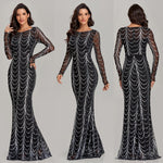 Sequins Women Maxi Dresses Long Sleeve Female Party Dresses EX-STOCK Canada 