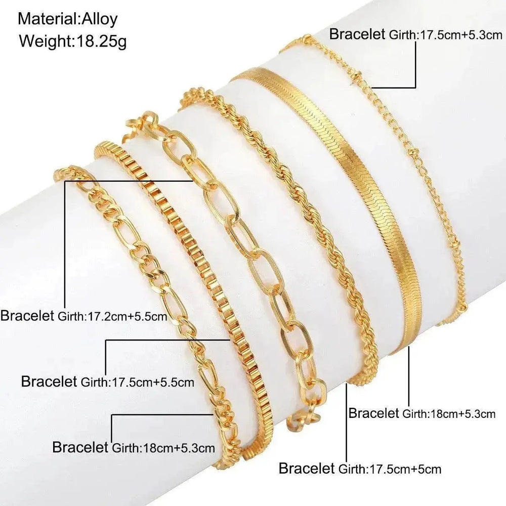 Simple Metal Multi-layer Bracelet Six-piece Set - EX-STOCK Canada