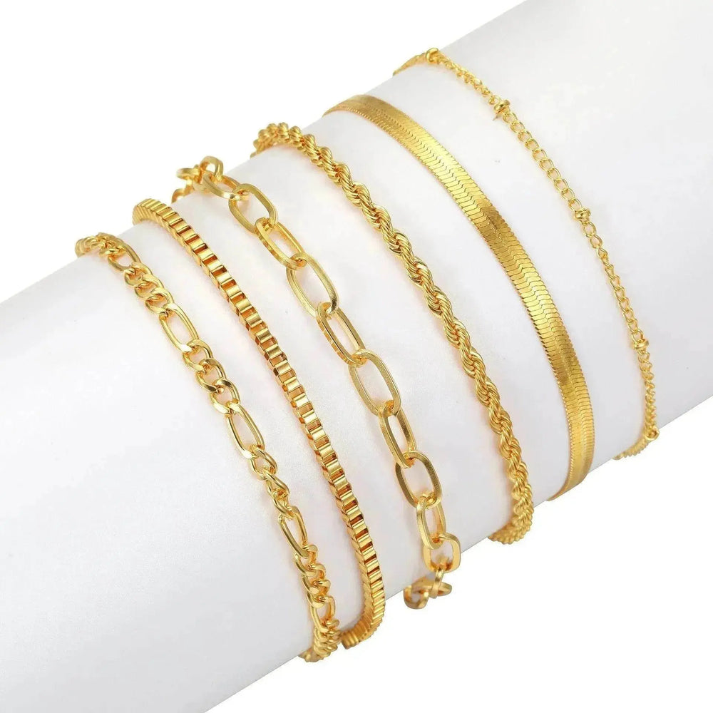 Simple Metal Multi-layer Bracelet Six-piece Set - EX-STOCK Canada