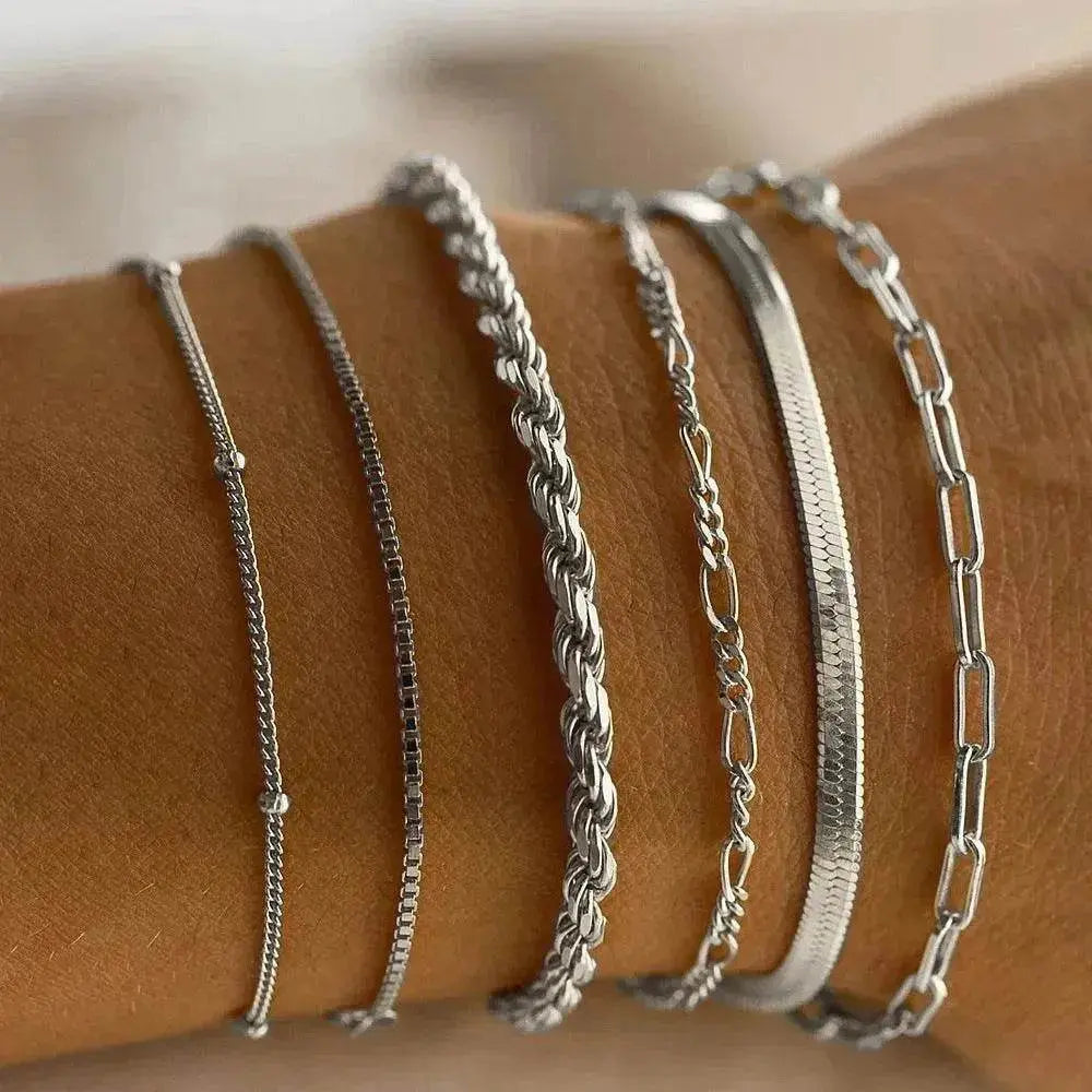 Simple Metal Multi-layer Bracelet Six-piece Set - EX-STOCK Canada