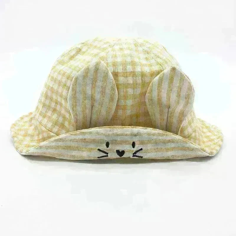 Small Fine Grid Love Rabbit Ears Basin Fisherman Baby Hat - EX-STOCK CANADA