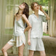 Small Green Flower Bud Sling Short Sleeve Suit Pajamas For Women - EX-STOCK Canada